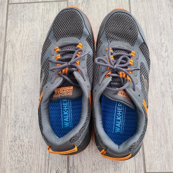 Skechers Men’s GoTrail Water-Repellent Trail Sneakers Gray/Orange Size 10.5 - Picture 7 of 13